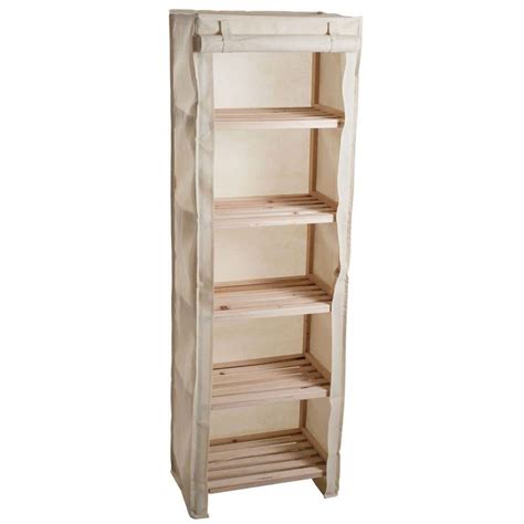Lavish Home 5 Tier Wood Storage Shelving Rack With Removable Cover 83