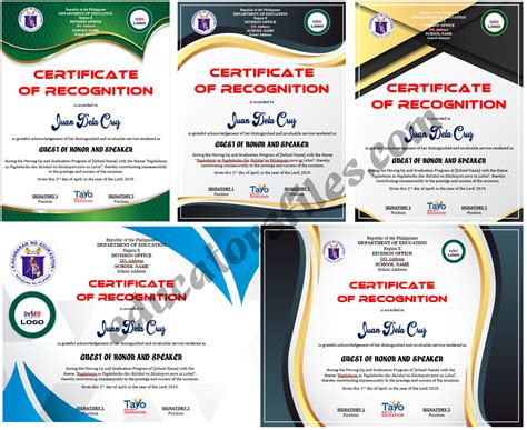 Honors Editable Deped Certificate Of Recognition Template Awarded To Recipient In Recognition Of