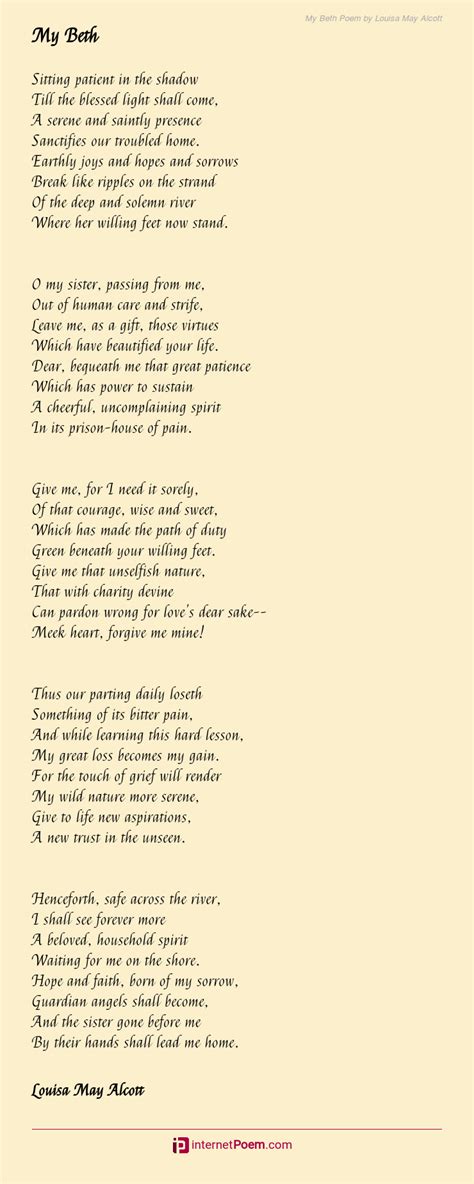 My Beth Poem By Louisa May Alcott