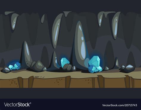 Cartoon Seamless Background Of The Dark Cave Vector Image