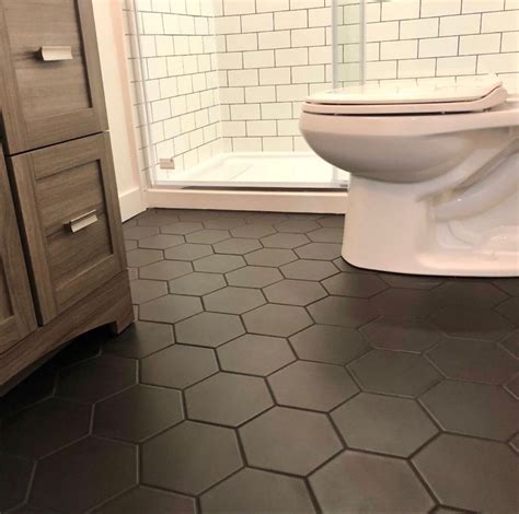 Black Hexagon Floor Tile Bathroom Design Home Design Decor Black