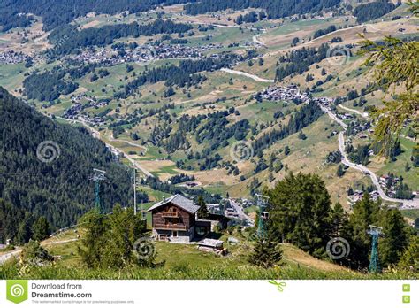 Aerial View Of Alpine Villages In Champoluc Italy Stock Image Image