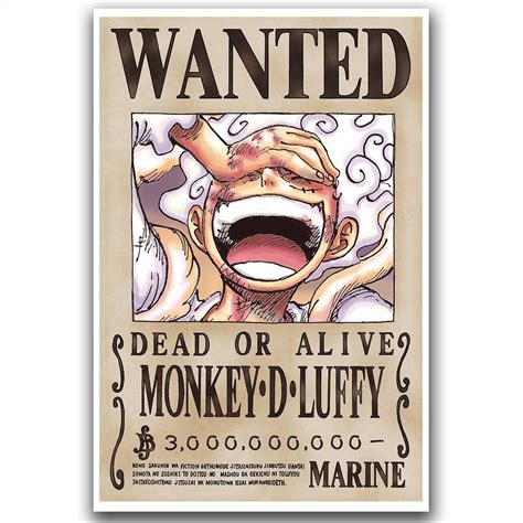 Buy Anime One Piece Wanted S Latest Luffy Bounty Billion Bailey Canvas Print Straw Hat