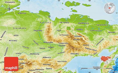 Physical Map Of Sakha Yakutia Republic