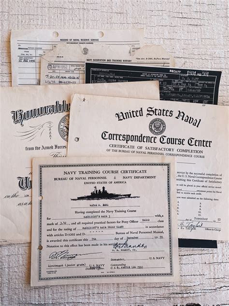 Vintage Military Documents Original Navy Papers Course Etsy
