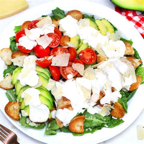 To prepare the dressing, combine mayonnaise, lemon zest and juice, anchovy paste. Avocado Chicken Caesar Salad - Sweet and Savory Meals