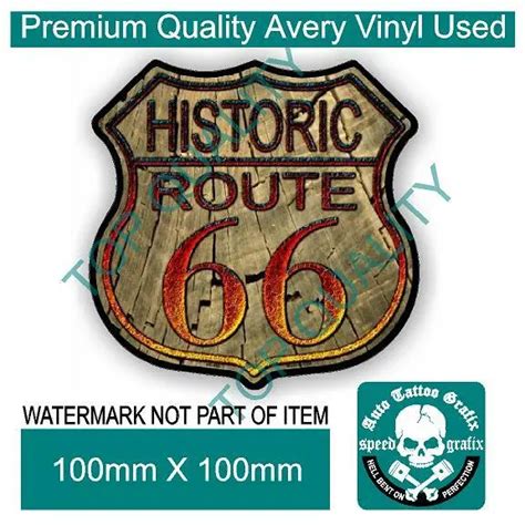 Rustic Route 66 Decal Sticker Vintage Americana Hot Rod Rat Rod