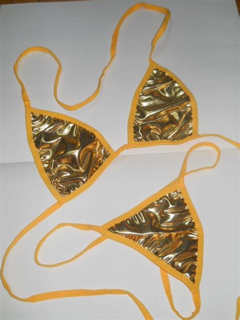 Fashion Care 2u L992 Sexy Metallic Gold Bikini Bra 2pcs Set