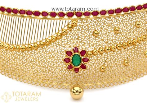 22k Gold Choker Necklace With Color Stones 235 Gn4928 In 30700 Grams