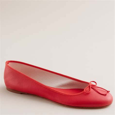 Jcrew Classic Leather Ballet Flats In Poppy Red Lyst