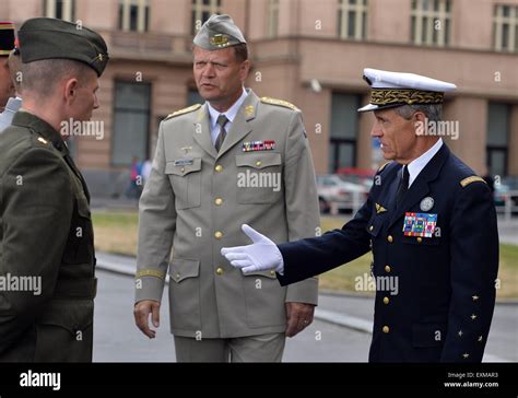 Prague Czech Republic 15th July 2015 Czech Chief Of Staff Josef Becvar Centre Meets Nato