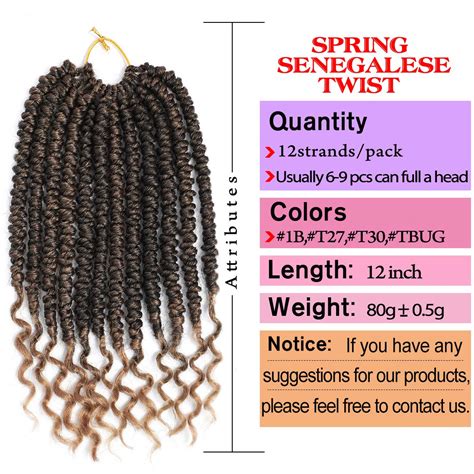Buy Fayasu Senegalese Twist Crochet Braids Spring Twist Curly End Pre