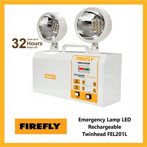 Emergency lights are permanently mounted lights that automatically turn on during a power loss within building. Firefly Emergency Lamp LED Rechargeable Twinhead FEL201L ...