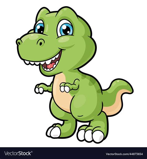 Cute Baby T Rex Character On White Background Vector Image
