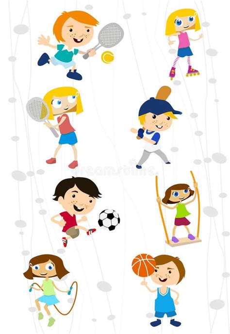 Sport Cartoon With Four Different Position Stock Vector Illustration