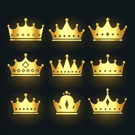 Set Of Premium Crowns In Golden Color Free Vector