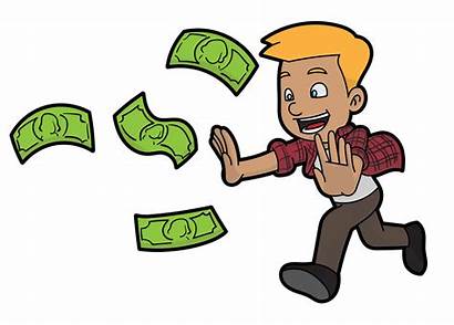 Money Cartoon Guy Chasing Clipart Svg Throwing