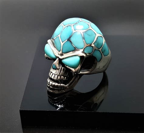 Handmade 925 Sterling Silver Skull Mens Biker Gothic Ring Punk