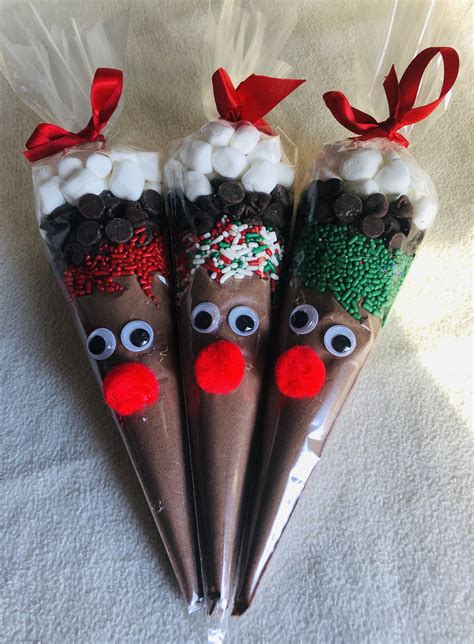 set of 6 reindeer hot cocoa cone christmas party favor hot etsy christmas candy ts diy