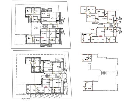 3 Bhk House Apartment Cluster Plan Dwg File Cadbull