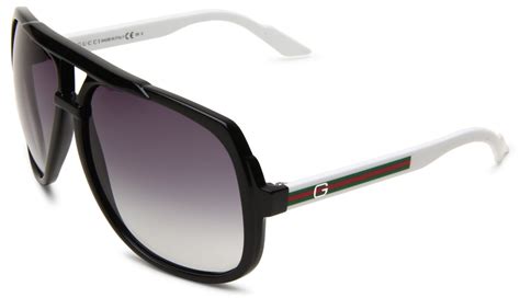 gucci 1622 s aviator sunglasses black and white frame grey gradient lens one size
