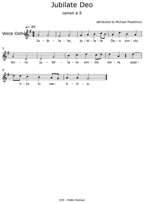 Jubilate Deo Sheet Music For Voice Oohs