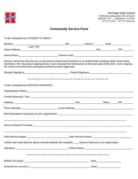 44 Printable Community Service Forms Ms Word Templatelab