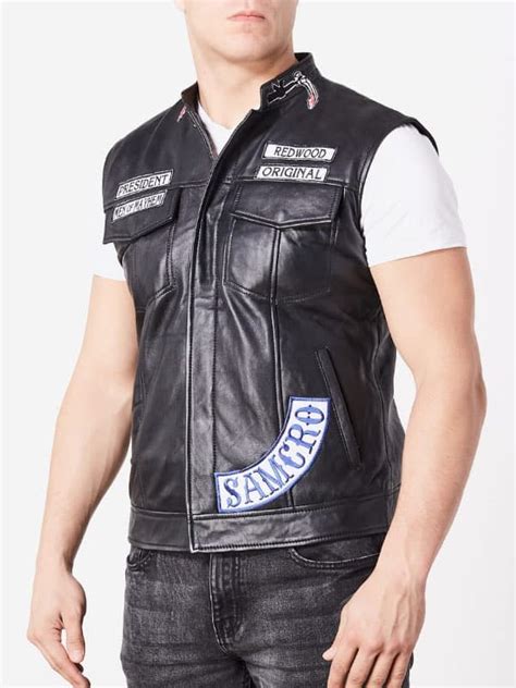 Sons Of Anarchy Leather Vest With Samcro Biker Gang Patches