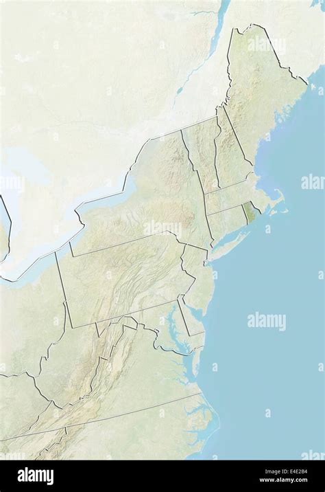 State Of Rhode Island And Northeastern United States Relief Map Stock