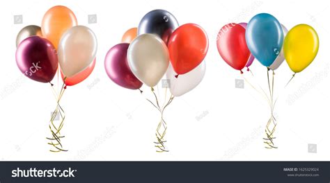 Set Multicolored Helium Balloons Clipping Path Stock Photo 1625329024