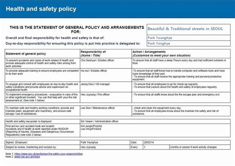 Risk Assessment Report Template New Health And Safety Implications Risk
