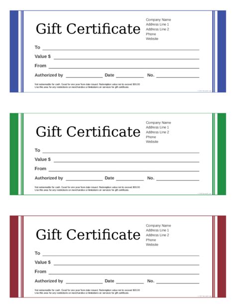 Gift Certificate Template Free Pdf