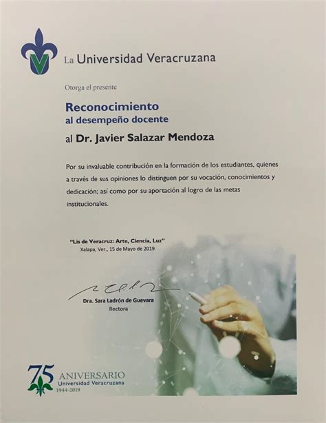 Reconocimiento Al Dr Javier Salazar Por Desempe O Docente Facultad De Enfermer A