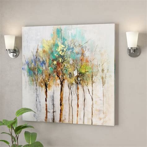 Lark Manor Color Me Trees Wrapped Canvas Painting Reviews Wayfair