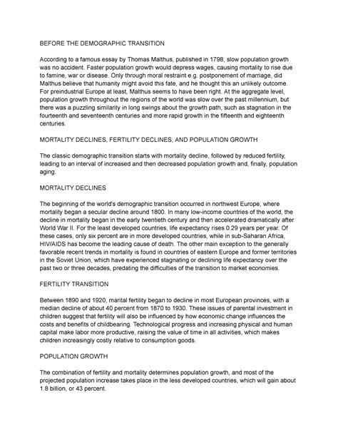 (TCW) Week 13 - Google Docs - BEFORE THE DEMOGRAPHIC TRANSITION