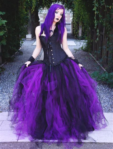 Romantic Black And Purple Gothic Corset Long Prom Dress Purple Gothic Dress Goth Prom Dress