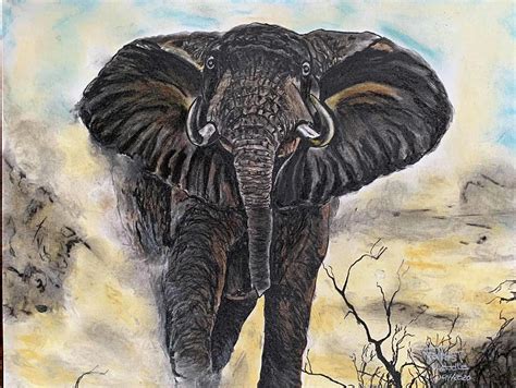 Elephant Charge Painting By Forrest Weddle