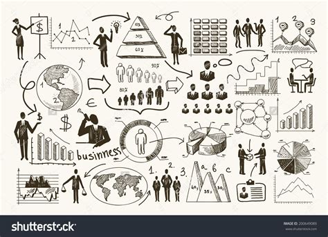 Stock Vector Sketch Business Organization Management Process People