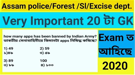 Assam Police Gk Important For Assam Police Constable Ub Ab Assam