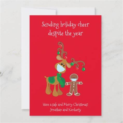 sending holiday cheer reindeer face mask zazzle christmas humor funny christmas cards