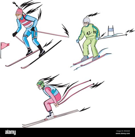 Skiing Winter Sports Biathlon And Alpine Skiing Skiers Ñolor