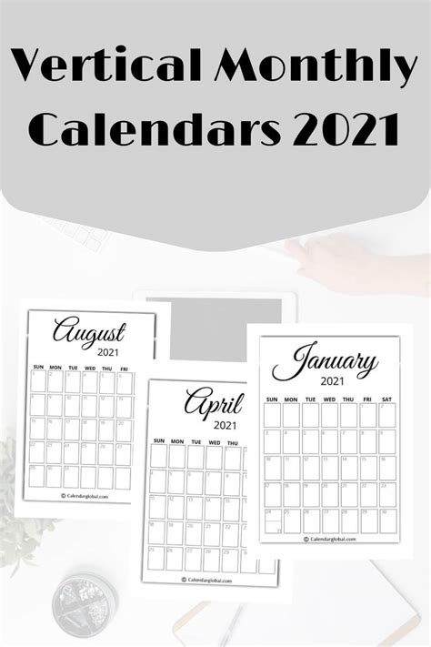 These templates are suitable for a great variety of uses: Vertical 2021 Monthly Calendar: Elegant & Minimalist ...