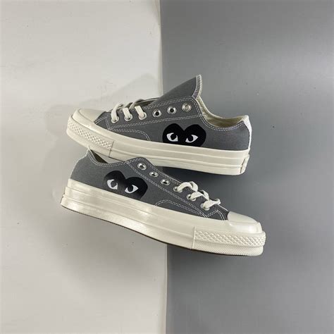 Cdg Play X Converse Chuck Taylor All Star 70 Low Grey For Sale The