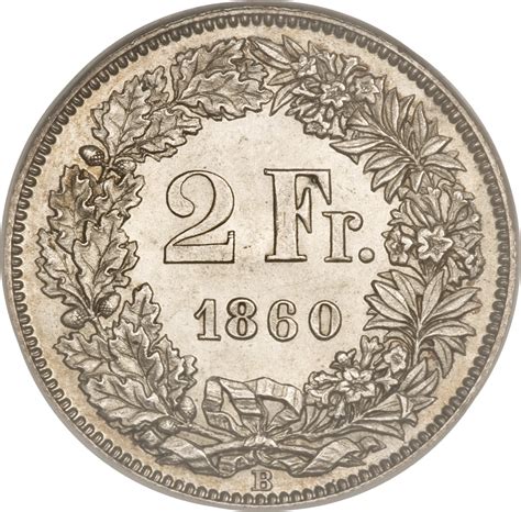 Son code iso 4217, utilisé par les banques et les institutions financières est chf : 2 francs Helvetia assise (argent 800‰) - Suisse - Numista
