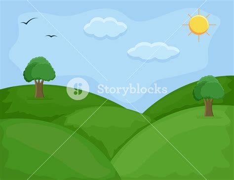 Green Hills Cartoon Background Vector Royalty Free Stock Image