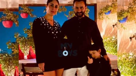 kareena kapoor strikes sexy pose with saif ali khan son taimur steals her thunder with his