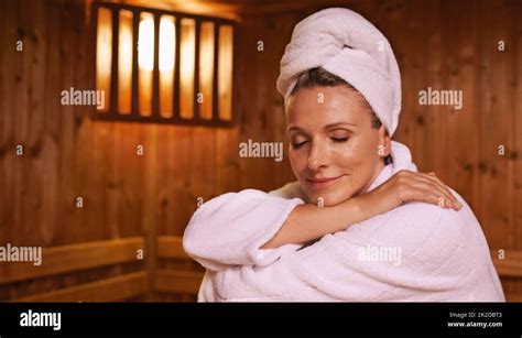Shot Of A Mature Woman In A Sauna Stock Photo Alamy