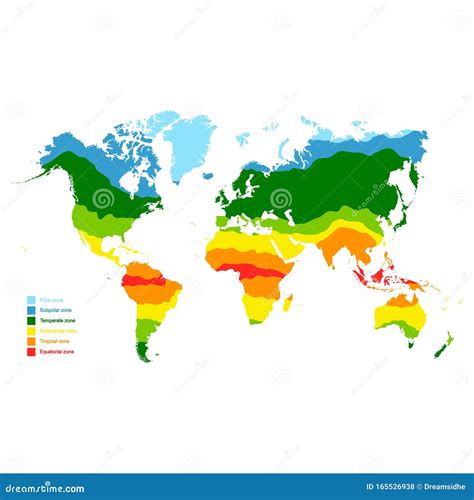 Carte Des Zones Climatiques Mondiales Illustration De Vecteur Illustration Du Continent Plat