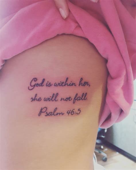 Bible Verse Tattoo On Left Side God Is Within Her She Will Not Fall