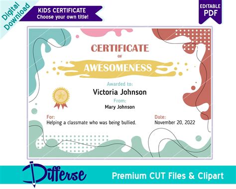 Blank Certificate For Kids Certificate Template Certificate Of